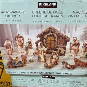 Kirkland Signature Hand-Painted Nativity Scene with Brown and Cream Tones